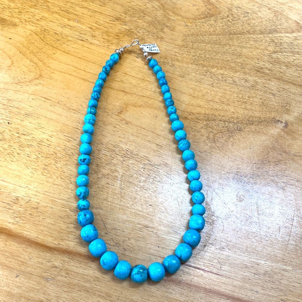 Genuine, turquoise graduated, Beaded Necklace❣️vintage